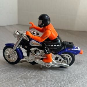 Hot Wheels V Twin Motorcycle Orange Blue Kickstand